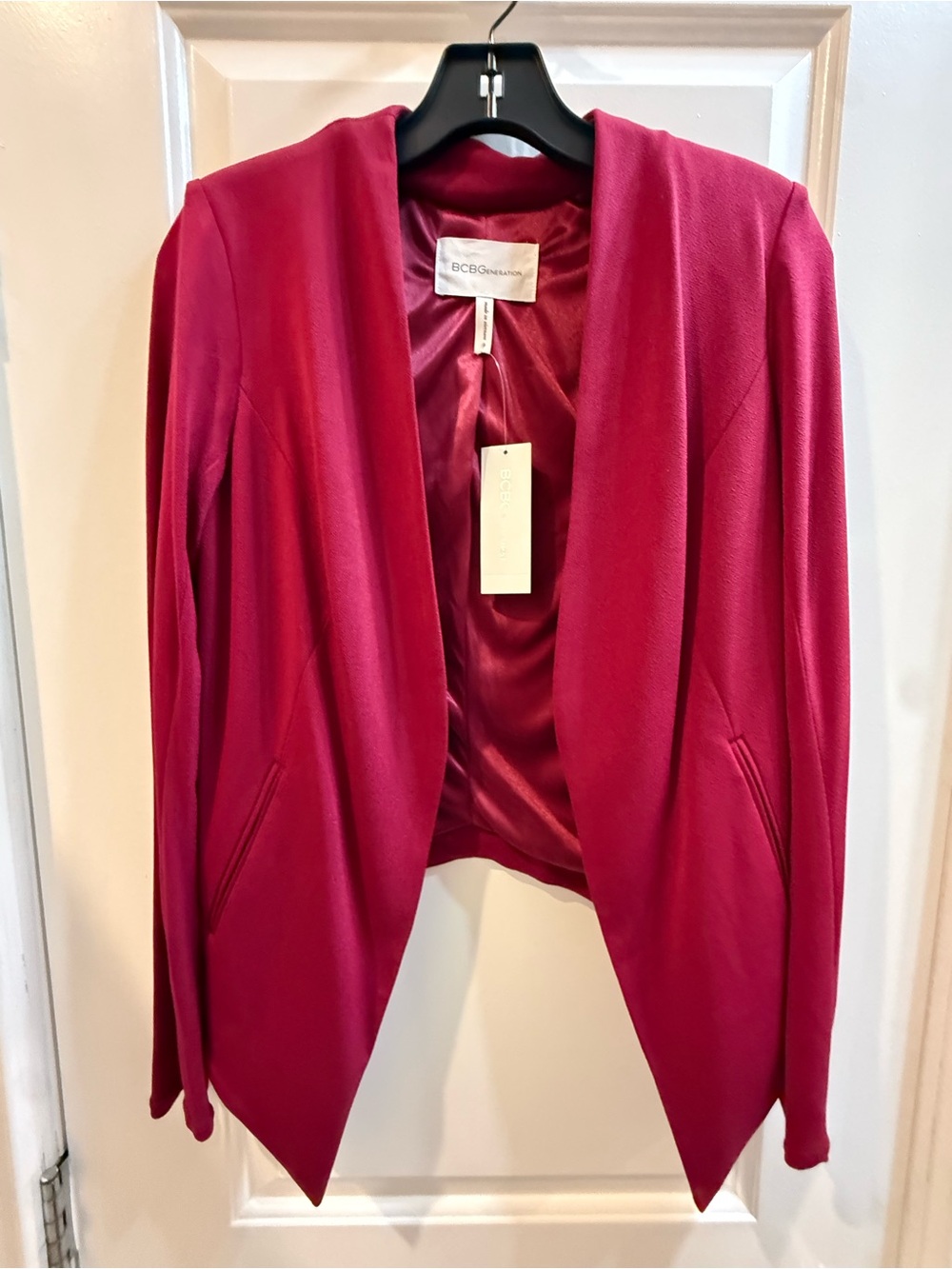 BCBGeneration Women's Open-Front Draped Blazer in Magenta - New
